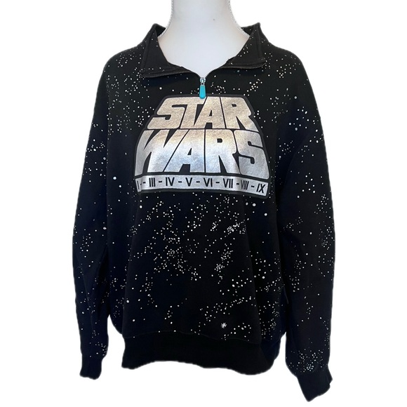 Star Wars Saga I-IX Disney 1/4 Zip Pullover Sweatshirt Women's XL - Picture 1 of 9